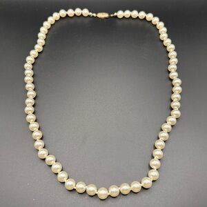 Vintage Simulated Pearl Cream Single Strand Necklace